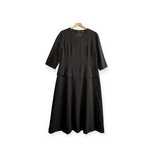 Yuki Torii (Japanese Designer) Black Midi‎ Dress, Size 15 (Japanese)